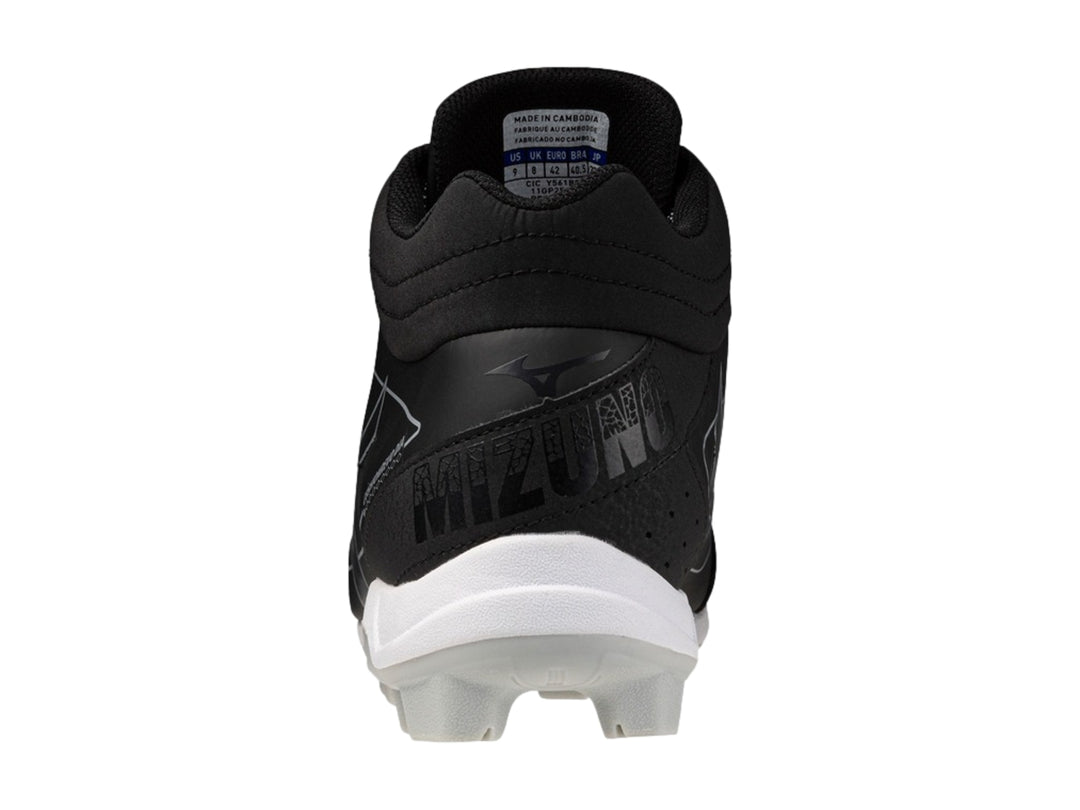 Zapato deportivo Mizuno CushionRevo Diamond de color negro con suela blanca y corte medio.