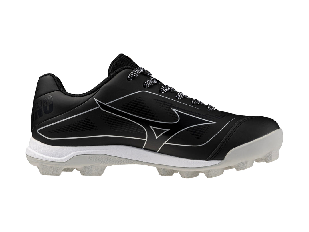 Zapato deportivo Mizuno CushionRevo Diamond Jr color negro con suela blanca.
