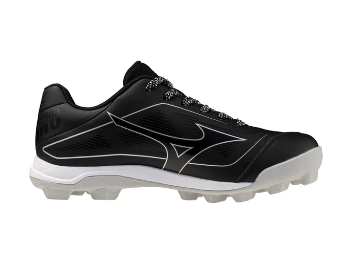 Zapato deportivo Mizuno CushionRevo Diamond Jr color negro con suela blanca.