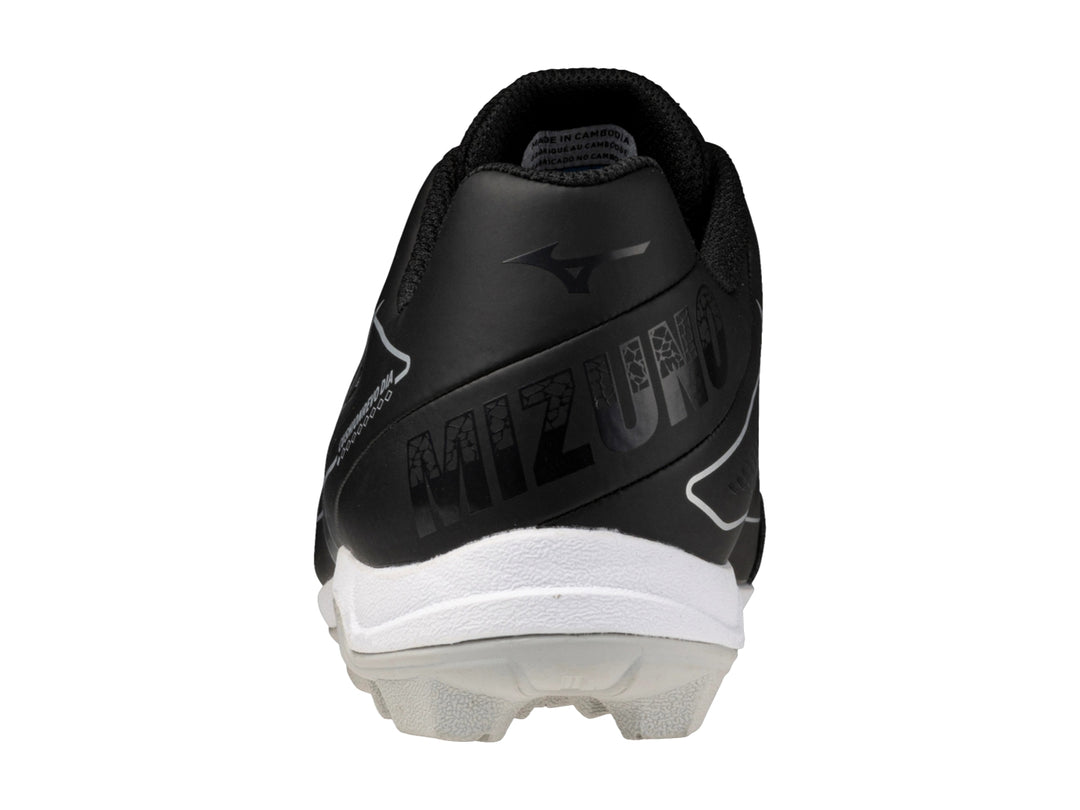 Zapato deportivo Mizuno CushionRevo Diamond Jr color negro con suela blanca.