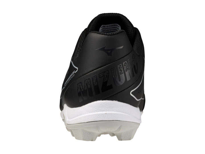Zapato deportivo Mizuno CushionRevo Diamond Jr color negro con suela blanca.