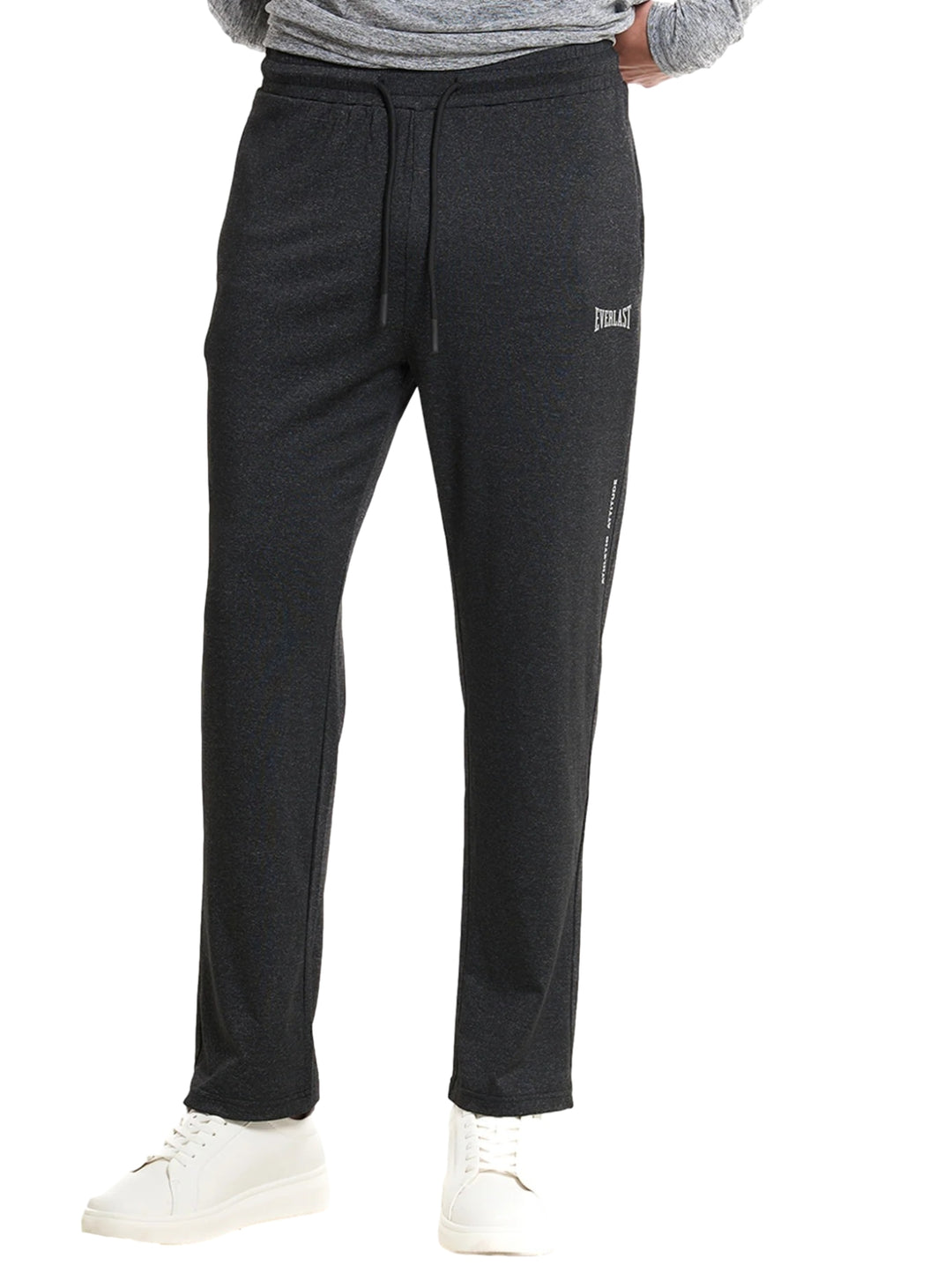 Pantalones deportivos Everlast color negro para entrenamiento con cintura ajustable y logo lateral.