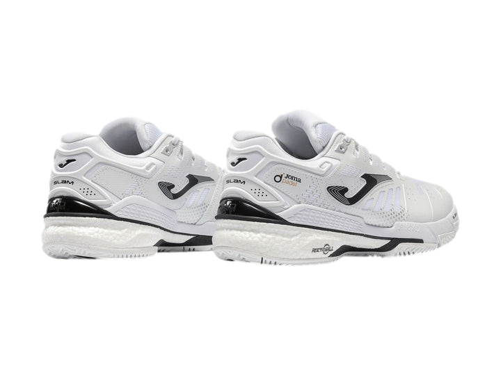 Tenis Joma Slam Classic color blanco para hombre, diseño deportivo con detalles en negro.