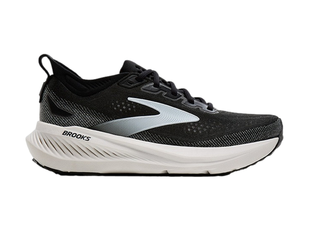 Tenis Brooks Glycerin 23 color negro con suela blanca para hombre.
