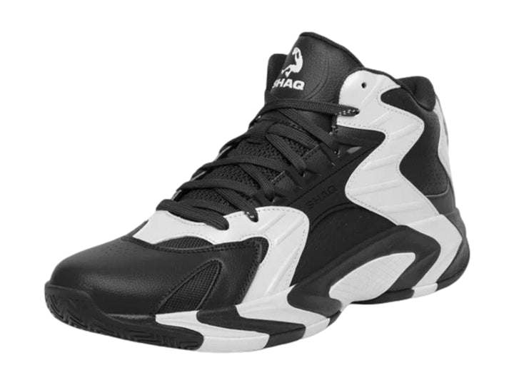 Tenis Shaq Devastator 2.0 para hombre en colores negro y blanco, estilo bota alta para baloncesto.