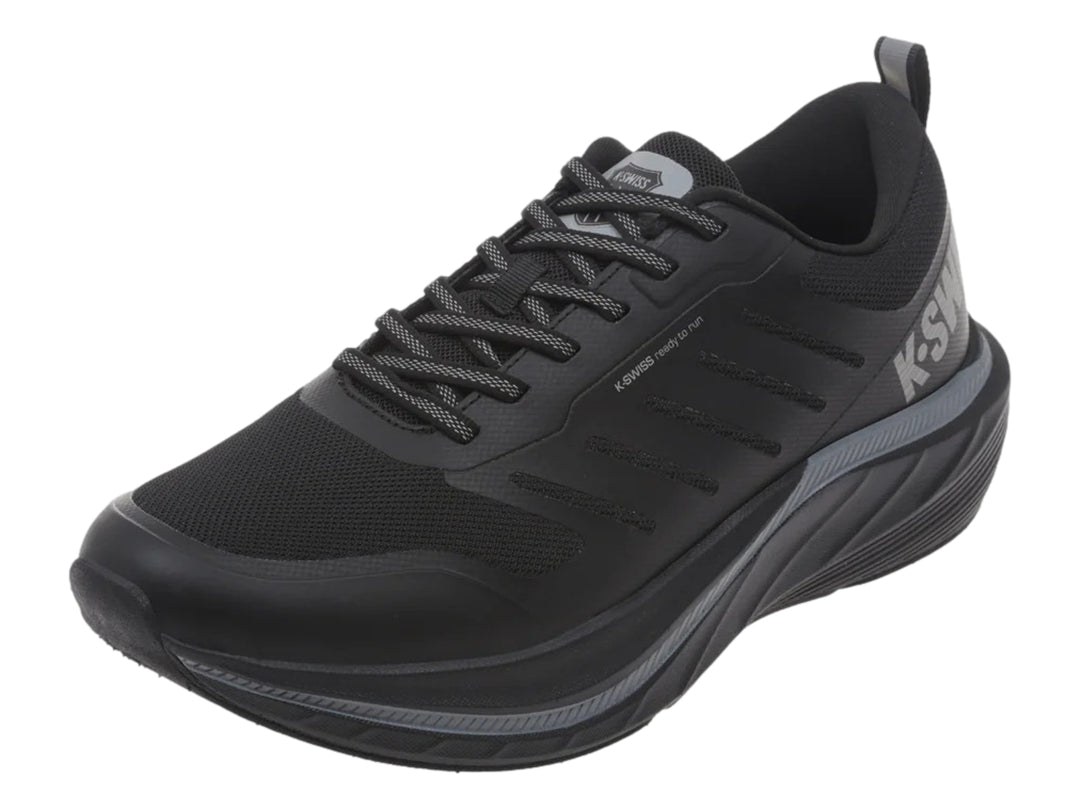Tenis K-Swiss Klaver color negro monocromático para hombre, vista lateral.