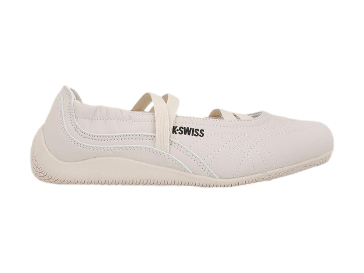Zapatilla K-Swiss Elvira V color taupe para mujer, diseño slip-on con suela plana.