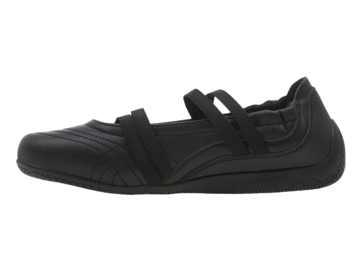 Zapatilla K-Swiss Elvira V color negro para mujer con diseño plano y correa.