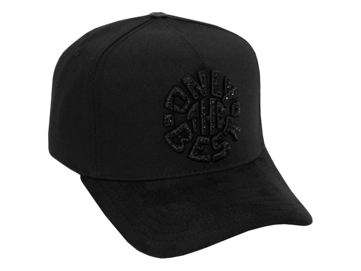 Gorra negra JC Hats Eleven para hombre con logo circular frontal en relieve.
