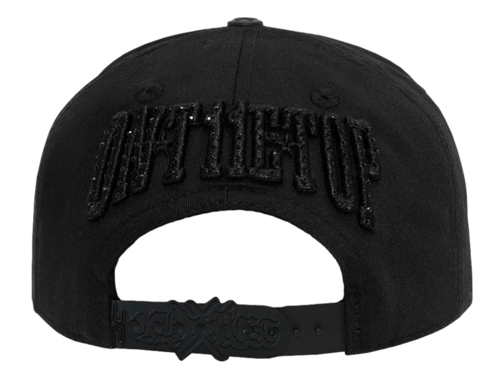 Gorra negra JC Hats Eleven para hombre con logo circular frontal en relieve.