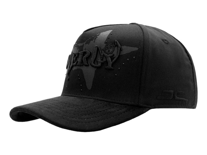 Gorra negra JC Hats Energy para hombre con visera curva y diseño en relieve frontal