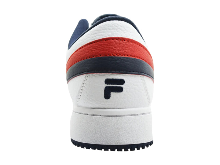 Tenis Fila A-Low blancos con franjas laterales en rojo y azul marino para Hombre.