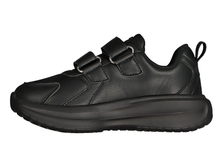 Tenis casuales color negro para niño con cierre de velcro y suela gruesa.