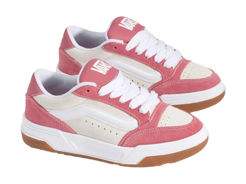 Tenis Vans Hylane para niña en colores rosa y blanco con suela color café.