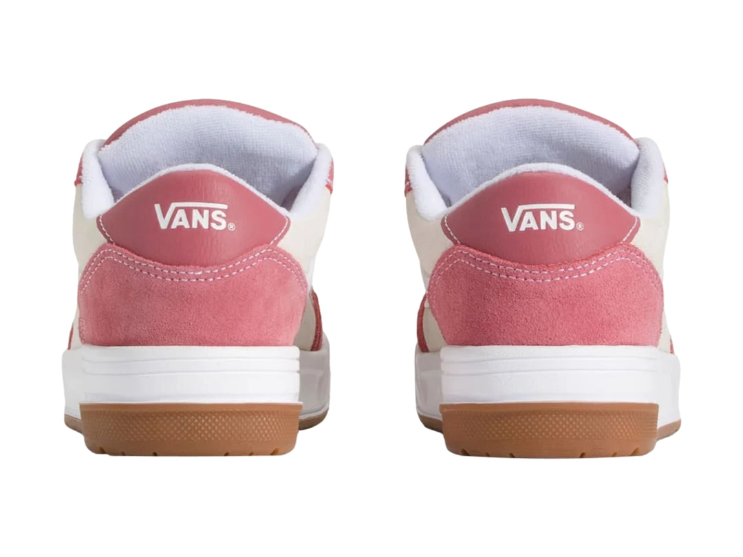 Tenis Vans Hylane para niña en colores rosa y blanco con suela color café.