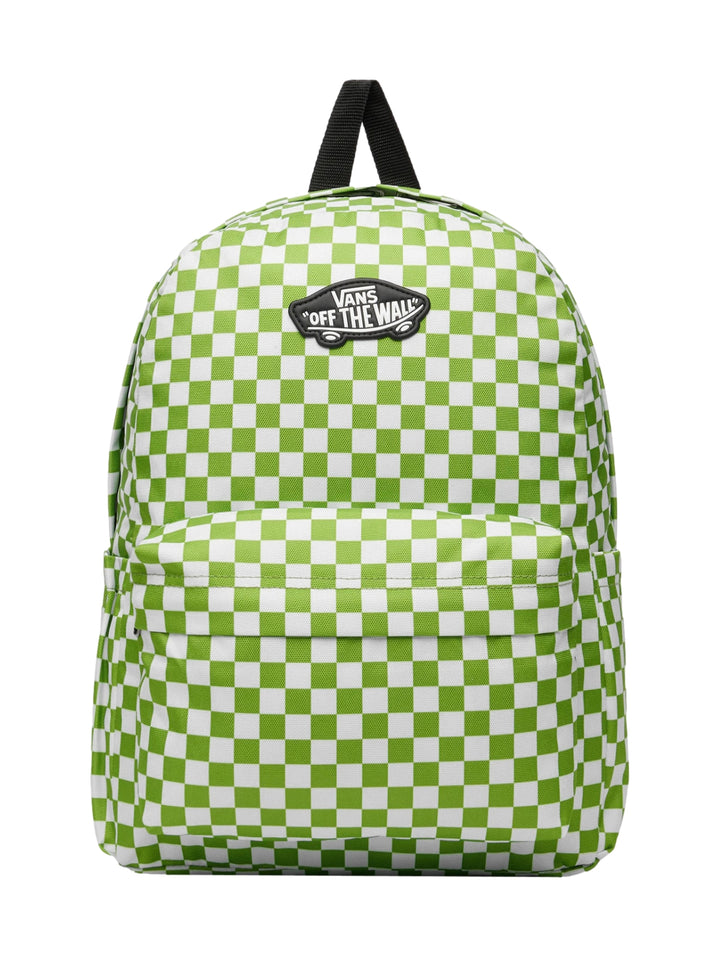 Mochila Vans Old Skool Grom con estampado de cuadros en color verde lima y blanco.