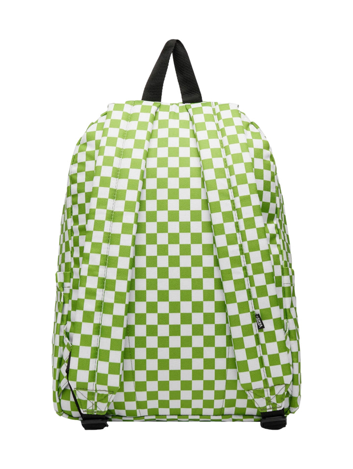 Mochila Vans Old Skool Grom con estampado de cuadros en color verde lima y blanco.