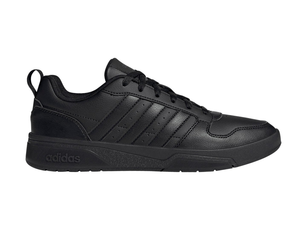 Tenis Adidas Courtwave en color negro total, vista lateral sobre fondo blanco.
