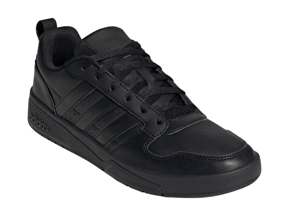 Tenis Adidas Courtwave en color negro total, vista lateral sobre fondo blanco.