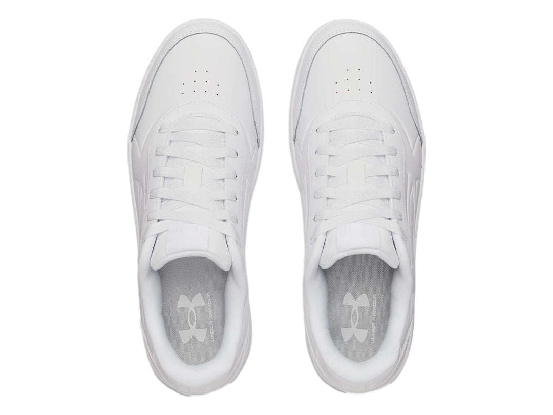 Tenis Under Armour Tempo color blanco para hombre, vista lateral.