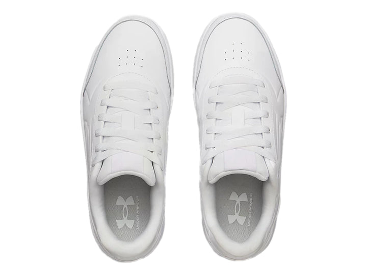 Tenis Under Armour UA GS Tempo color blanco para niño, vista lateral.