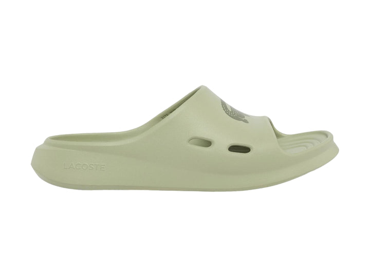 Sandalia Lacoste Meduz Slide color khaki para hombre con diseño minimalista y monocromático.