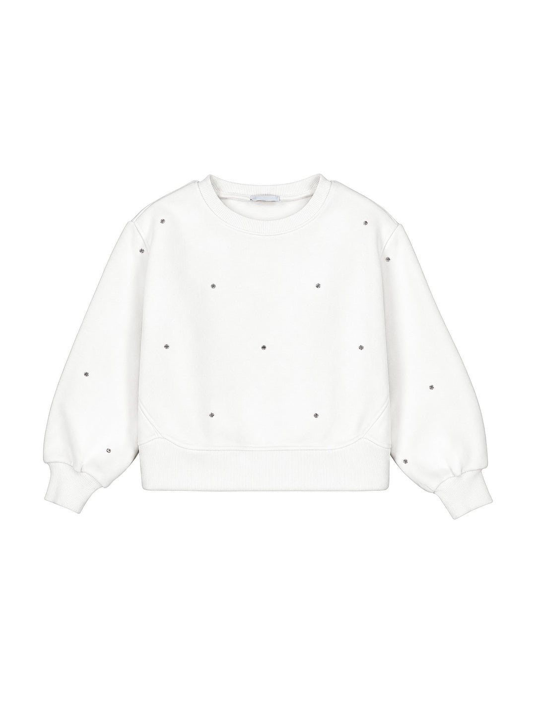 Suéter pullover color crudo para niño o niña con pequeños detalles brillantes en forma de estrellas