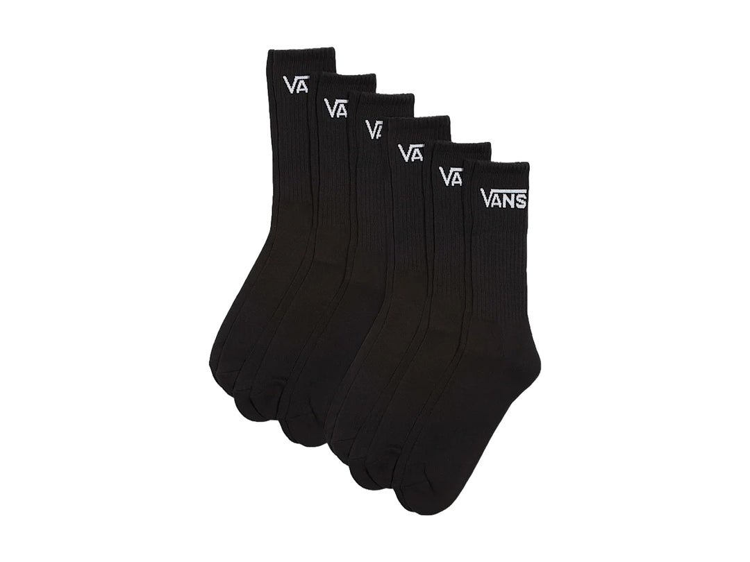 Paquete de 5 calcetines Vans Classic Crew en color negro con logotipo blanco.