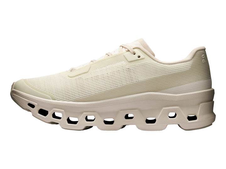 Tenis deportivos On Cloud Cloudmonster Void color perla para mujer con suela amortiguada característica.