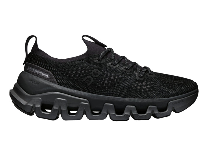 Tenis deportivos On Cloud X Tempo color negro con suela gruesa y tejido transpirable para mujer.