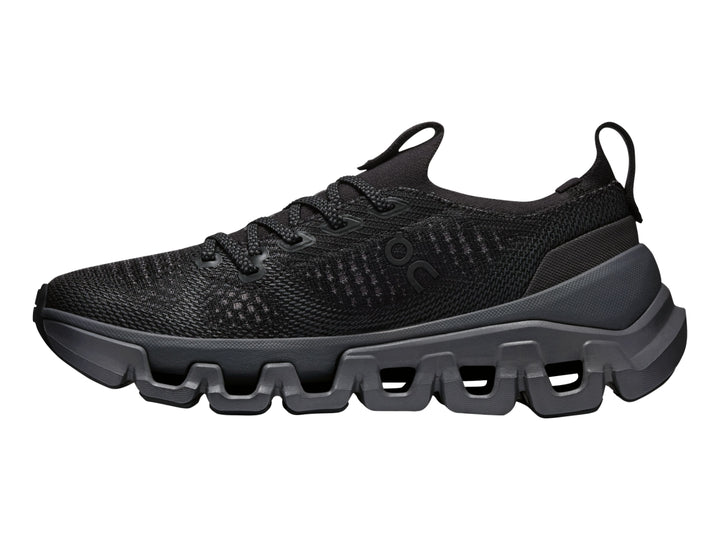 Tenis deportivos On Cloud X Tempo color negro con suela gruesa y tejido transpirable para mujer.