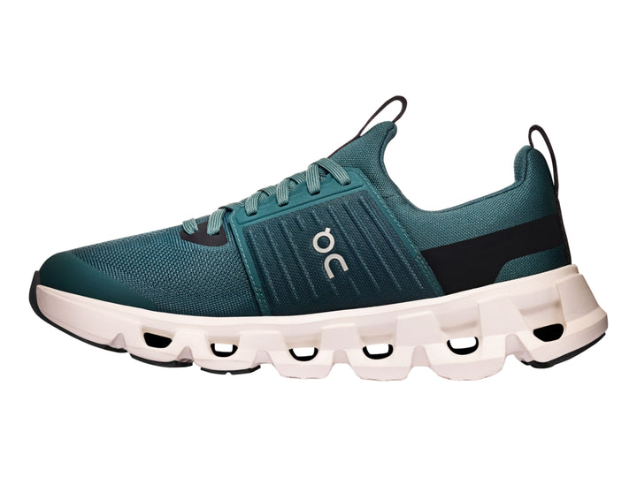 Tenis deportivos On Cloud Cloudswift Yoth color verde mistletoe con suela blanca ivory para niño.