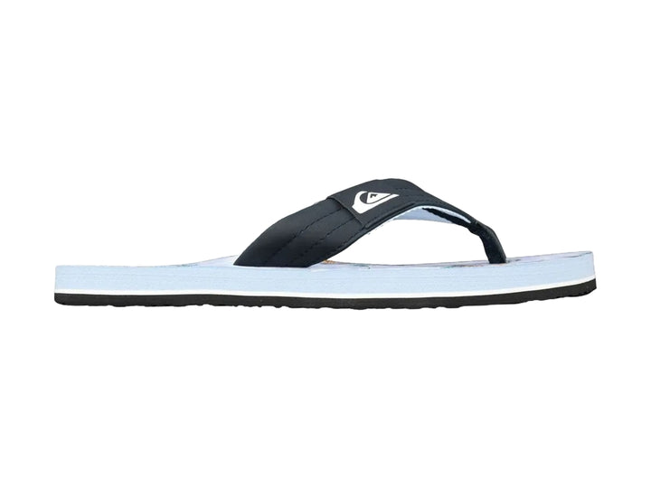 Sandalia de dedo Quiksilver Moncata Layback en color azul marino y blanco.
