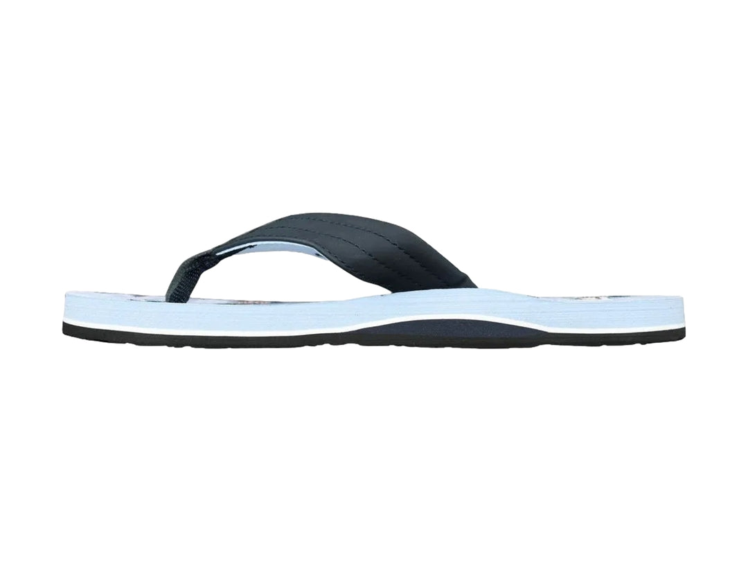 Sandalia de dedo Quiksilver Moncata Layback en color azul marino y blanco.