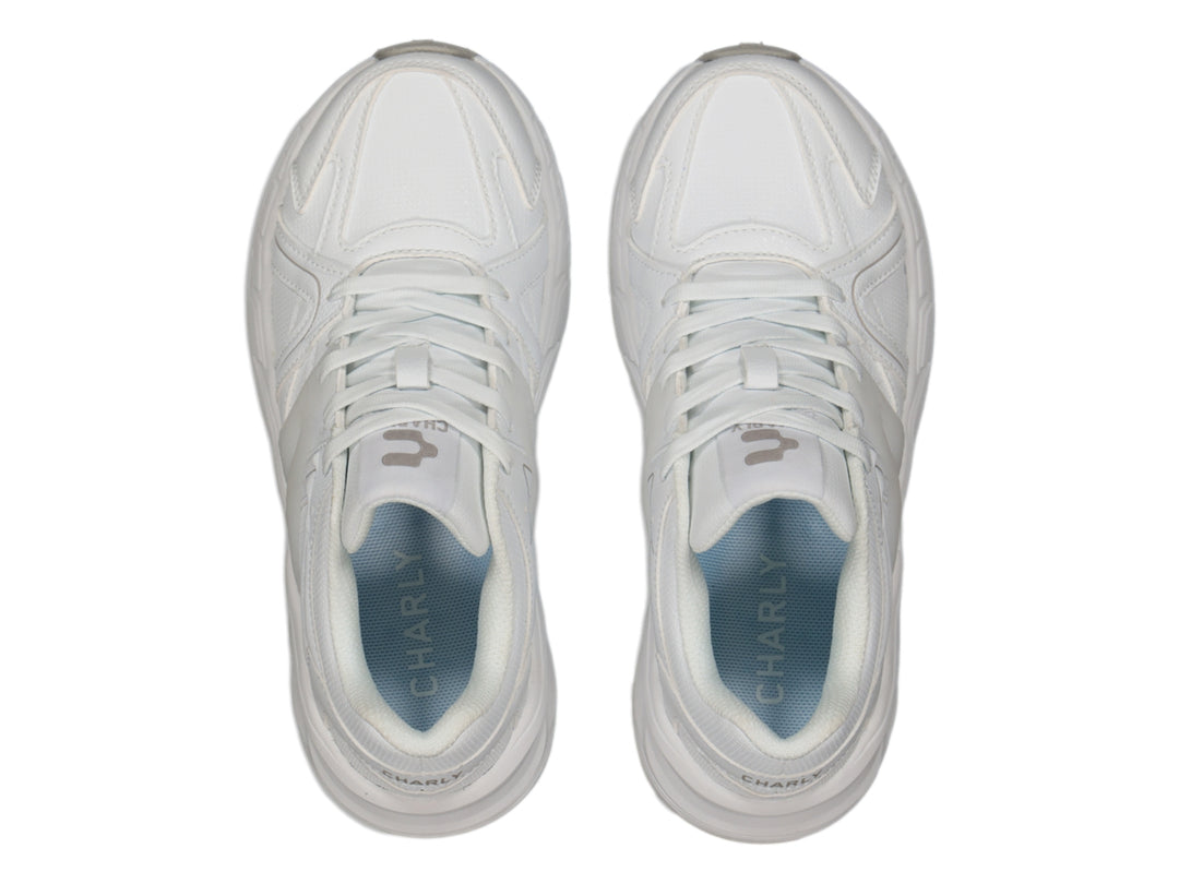 Tenis deportivos Charly Fashion Sport color blanco con suela gruesa y diseño moderno.