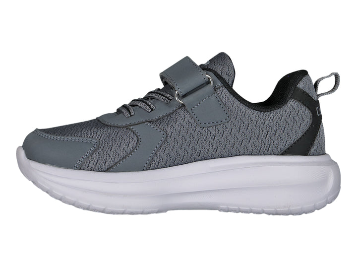 Tenis Charly Road Casual Oxford color gris con suela blanca y correa ajustable.