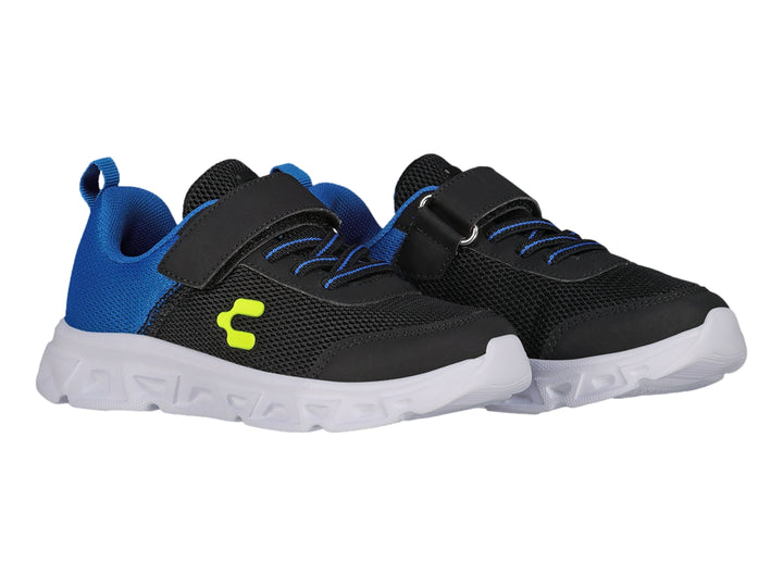 Tenis deportivos Charly Light Sport en colores negro y azul con suela blanca.