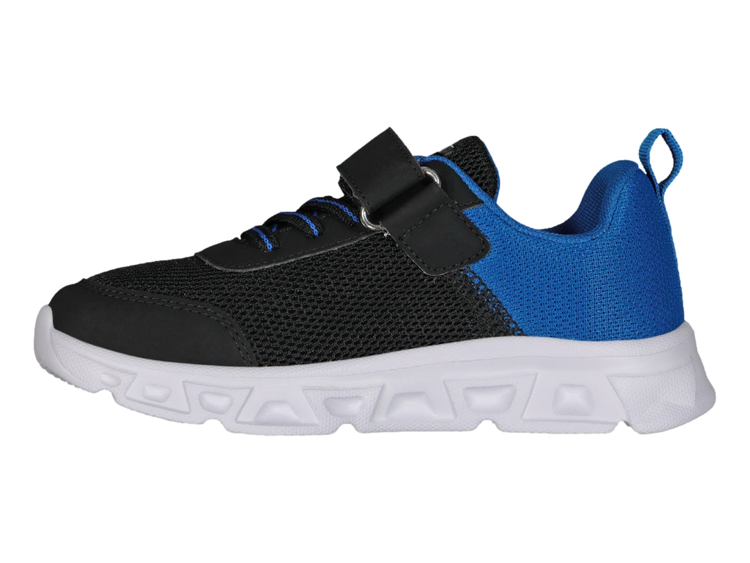 Tenis deportivos Charly Light Sport en colores negro y azul con suela blanca.