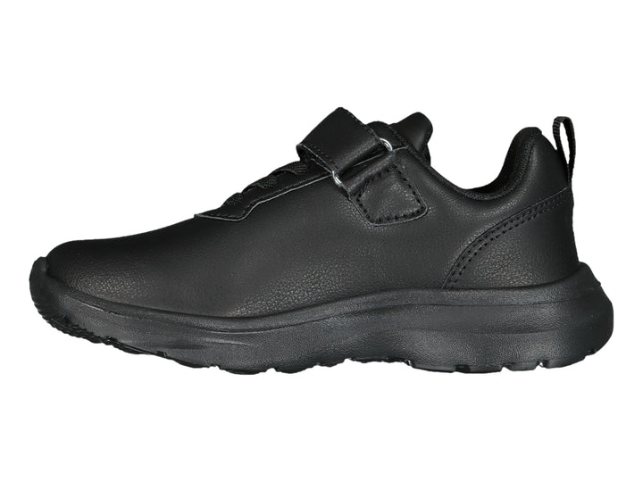 Tenis casuales Charly color negro con correa y agujetas sobre fondo blanco.