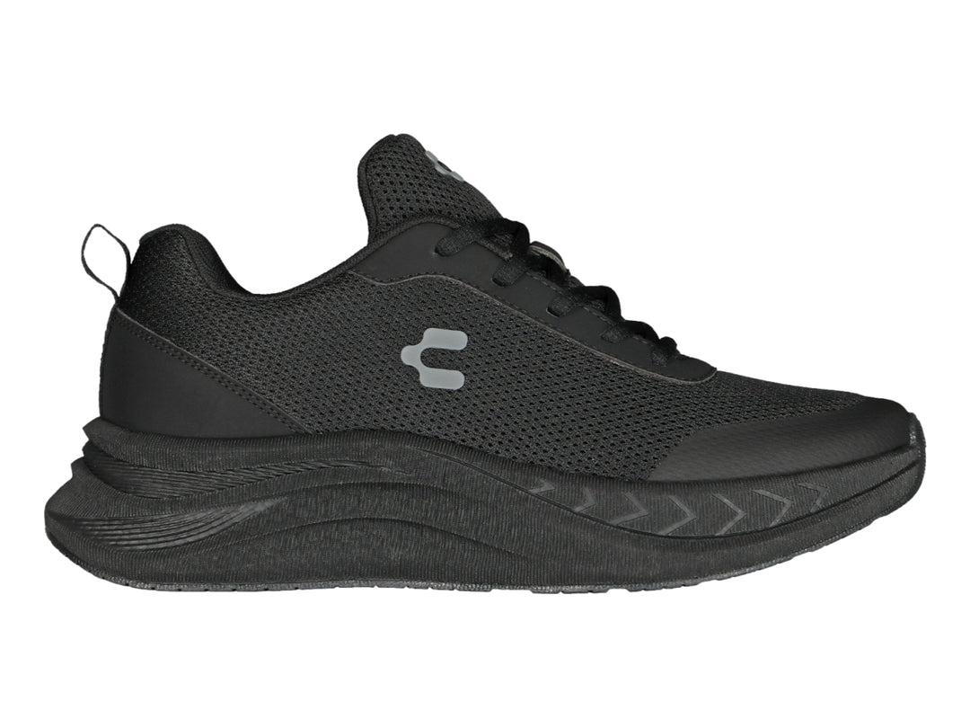 Tenis Charly Road Casual color negro con tejido de malla y suela deportiva.
