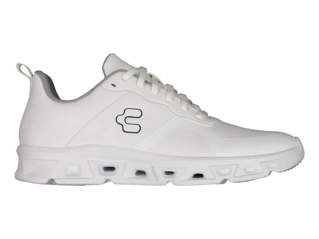Tenis deportivos Charly Light Sport color blanco con detalles en gris y logo negro lateral.