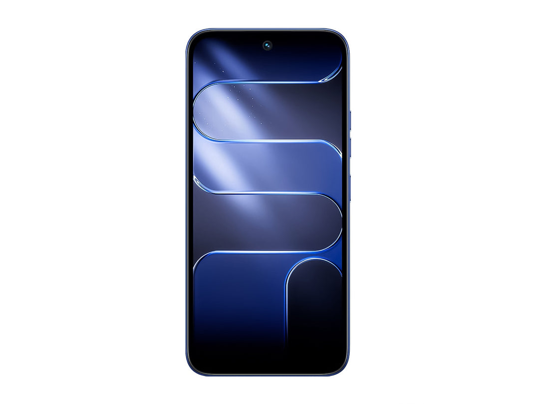 Smartphone Tecno Spark 50 en color azul, vista frontal y posterior sobre fondo blanco.