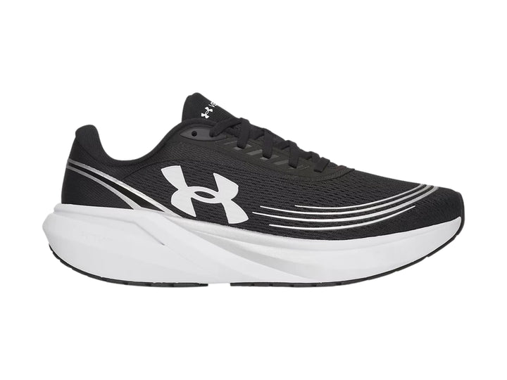 Tenis deportivos Under Armour Velociti Sport color negro con suela blanca y detalles lineales.