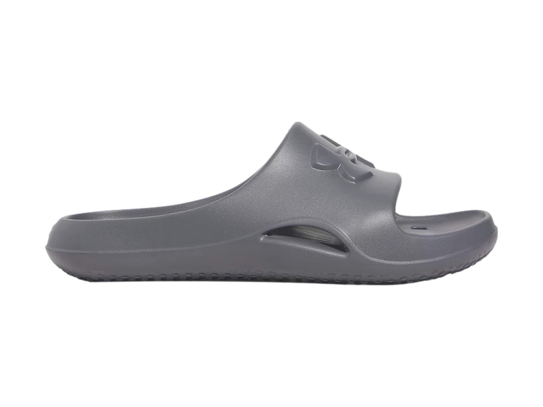 Sandalia Under Armour Locker V SL en color gris mate, vista lateral.