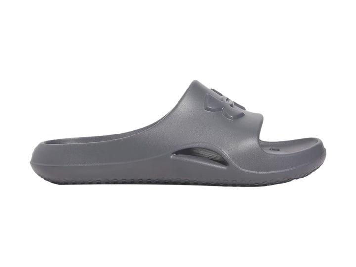 Sandalia Under Armour Locker V SL en color gris mate, vista lateral.