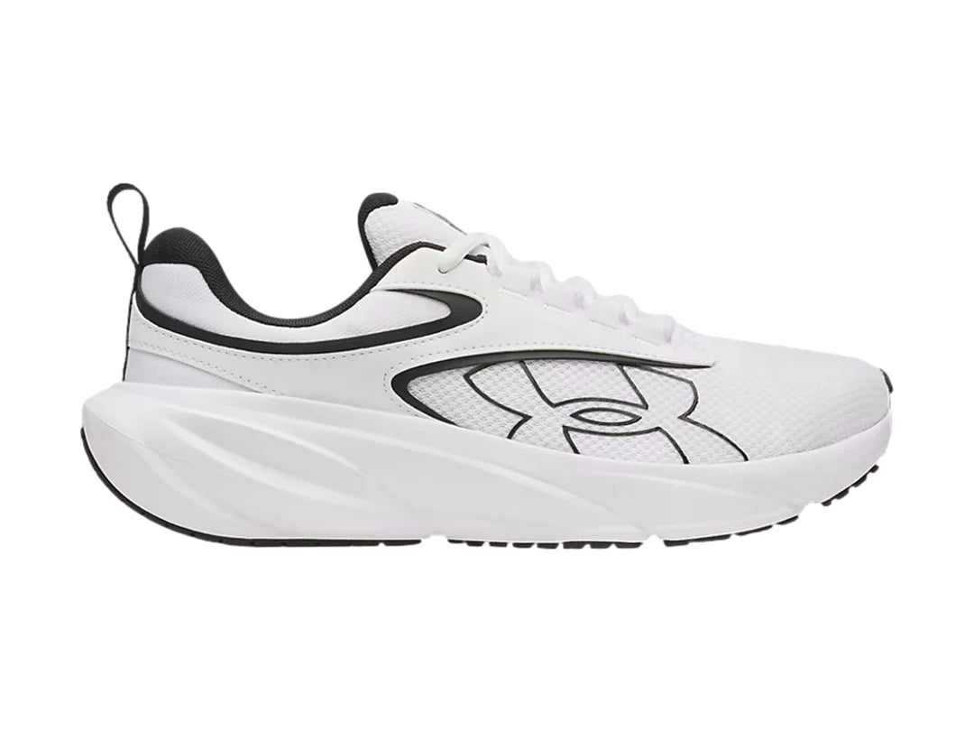 Tenis deportivos Under Armour Surge 5 color blanco con detalles negros.