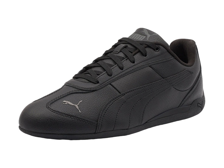 Tenis Puma Replicatch color negro, vista lateral, diseño deportivo de corte bajo.
