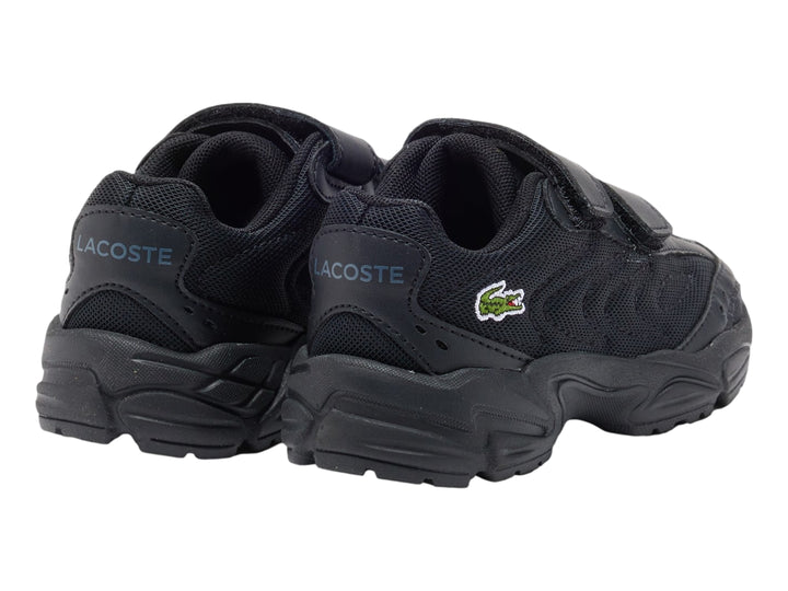 Tenis Lacoste Storm 96 2K Lite color negro con cierres de velcro y suela robusta.