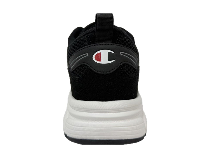 Tenis Champion Libranta en color negro con detalles en gris y suela blanca gruesa.
