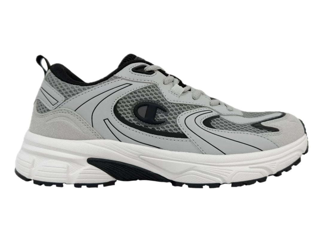 Tenis Champion Libranta en color gris con detalles en negro y suela blanca gruesa